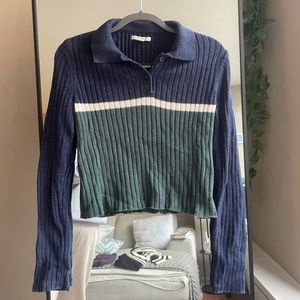 American Eagle Cropped Button Up Sweater